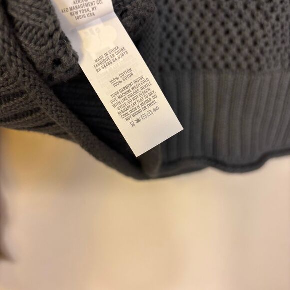Aerie Grey Open Knit Quarter Zip Pullover Sweater XS - Picture 6 of 6